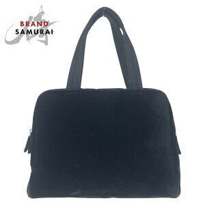 PRADA triangular logo plate black velour handbag shoulder bag